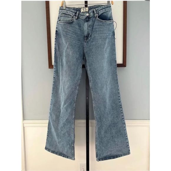 New Free People We The Free Thunderbird Flare Jeans Lightening Bolt Size 32 - Picture 5 of 8